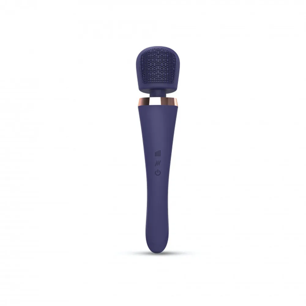 Love to Love Brush Crush Rechargeable Textured Head Wand Vibrator Midnight Indigo