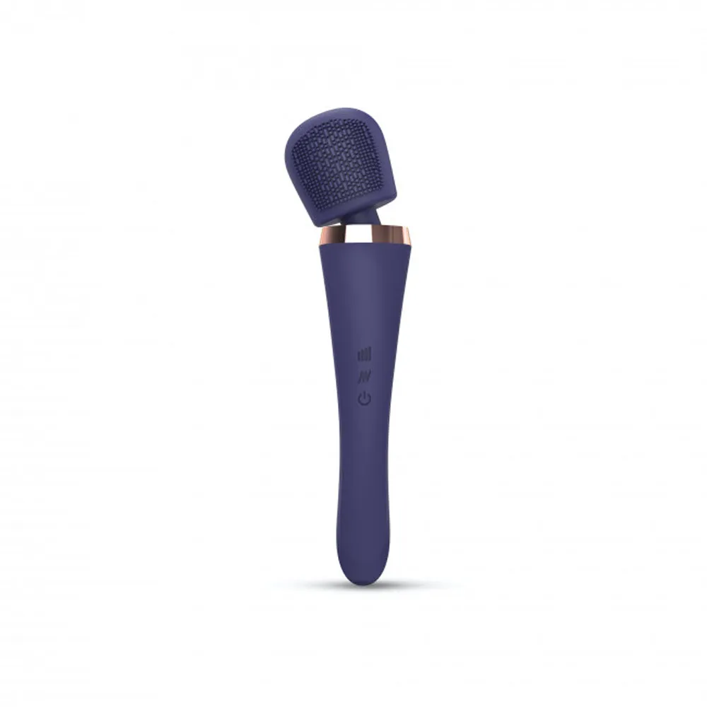 Love to Love Brush Crush Rechargeable Textured Head Wand Vibrator Midnight Indigo