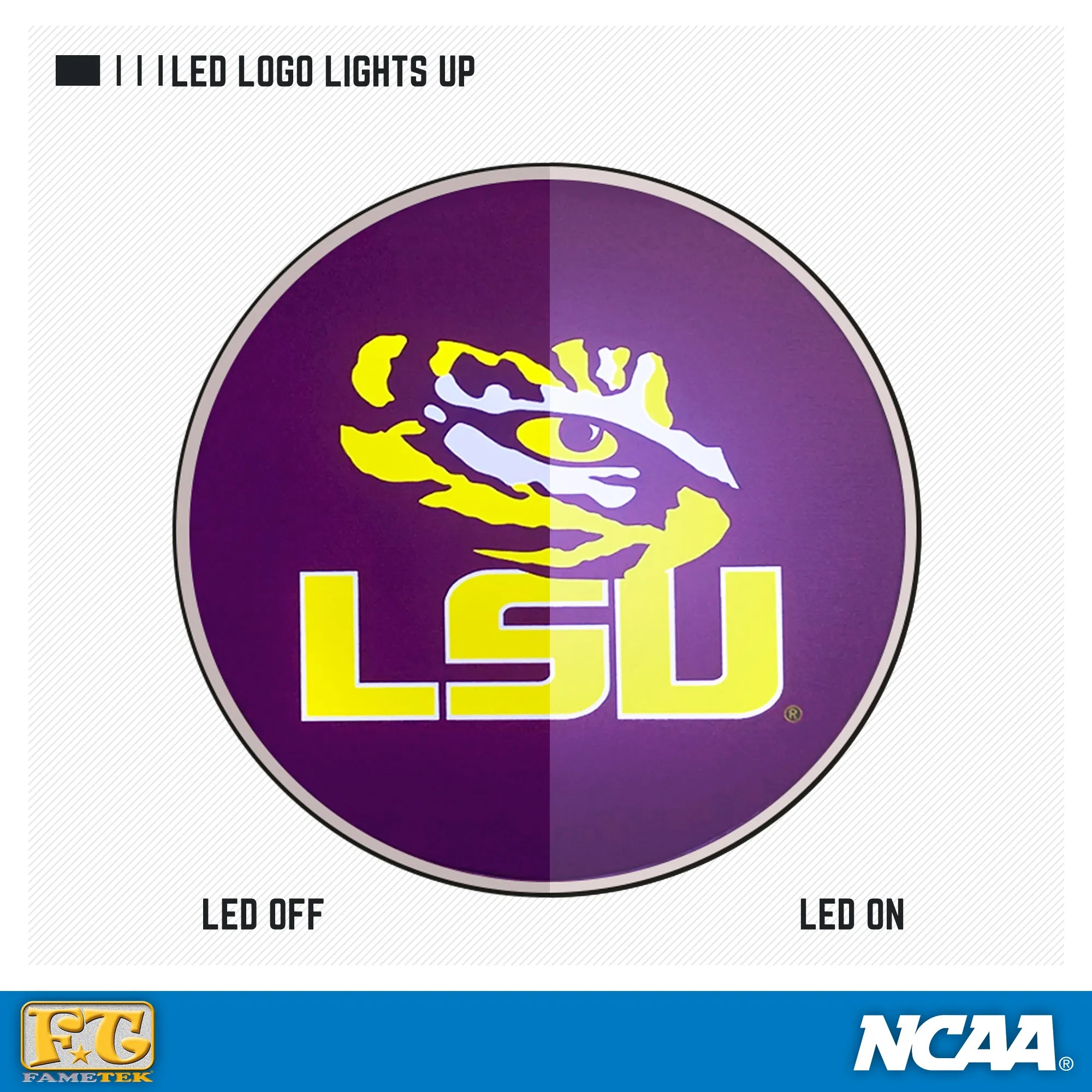 LSU Qi Wireless Charger With Illuminated Tigers Logo & Built-In Power bank