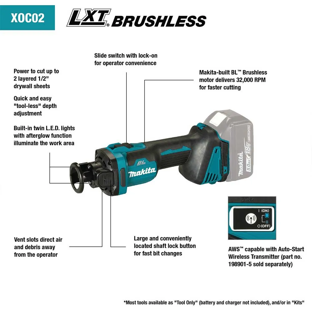 Makita XOC02Z 18V LXT Brushless Cordless Cut-Out Tool AWS Capable - Bare Tool