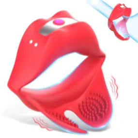 Male Erection Enhancing Red Lip Shaped Vibrating Silicone Penis Ring