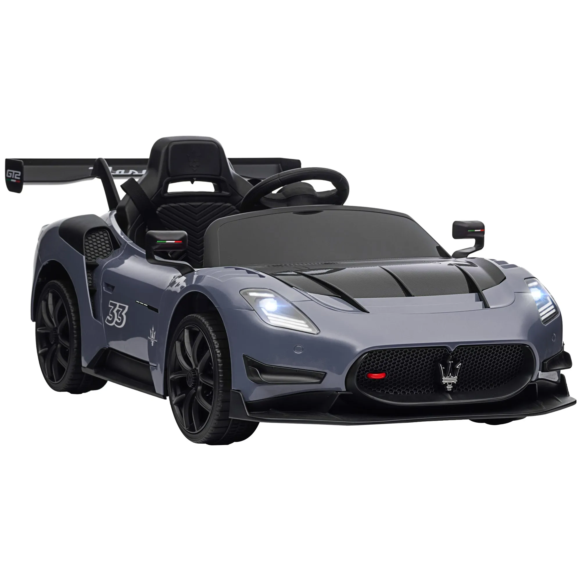 Maserati GT2 Licensed 12V Electric Ride on Car w/ Remote - Grey