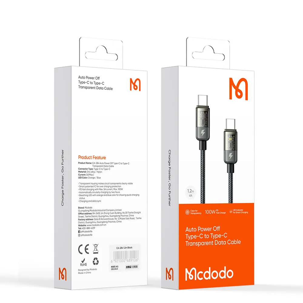 Mcdodo CA-284 | Type-C to Type-C Mobile Cable | Auto Power Off