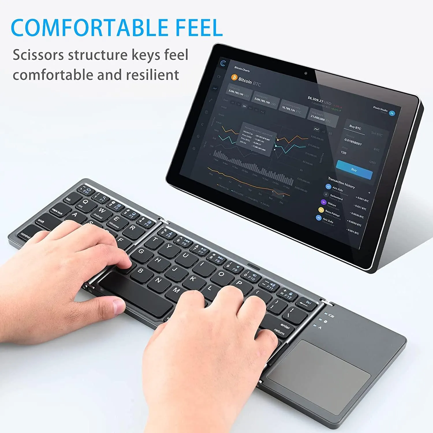 Mini Bluetooth 3.0 Folding Keyboard Touchpad For Samsung Dex Windows/iOS/Android Systems