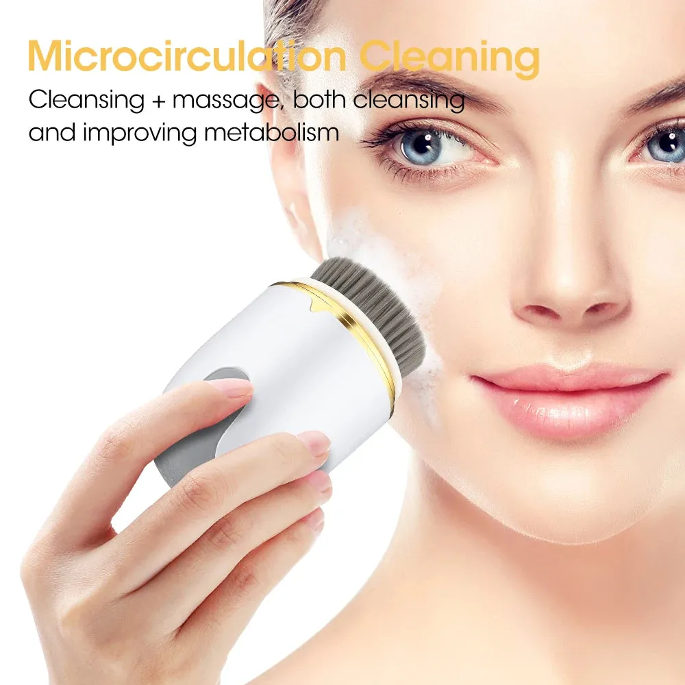 Multifunctional Electric Facial Cleansing Brush Rechargeable IPX5 Waterproof Remove Excess Oil Cutin Clean Pores USB Charging