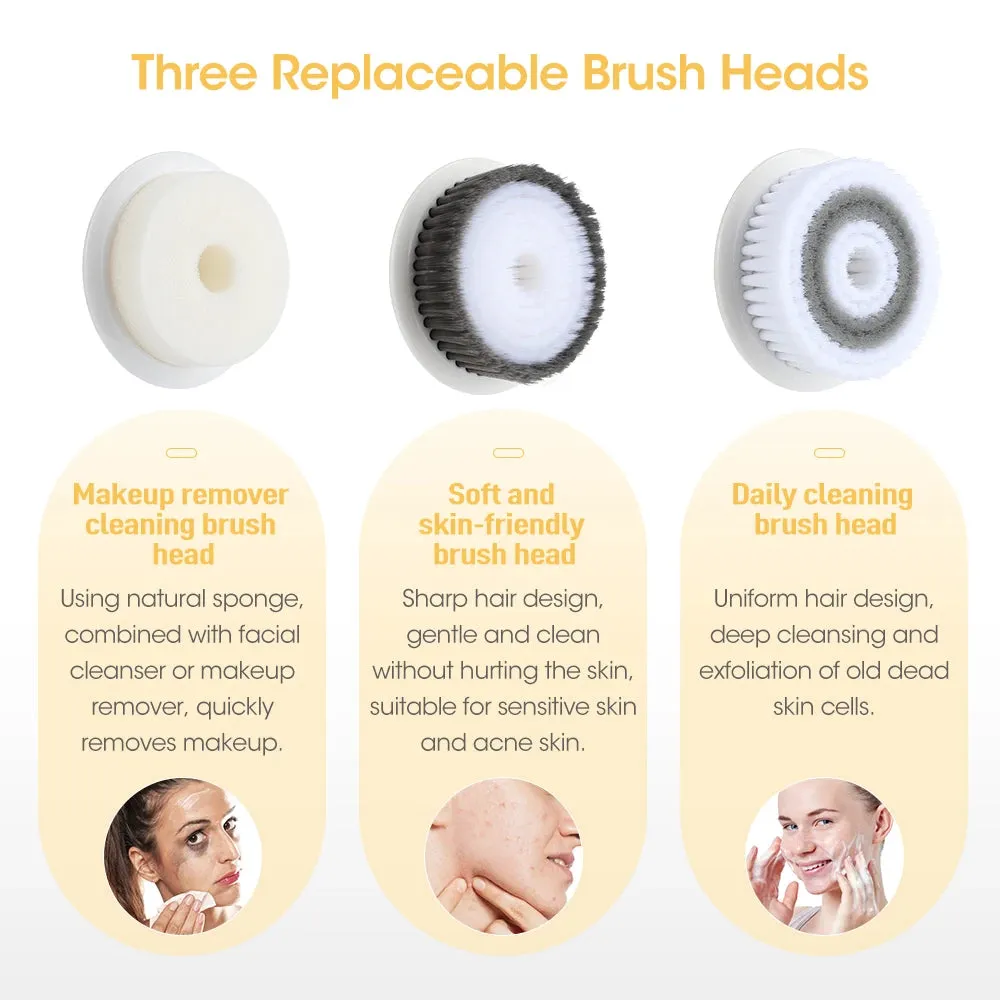 Multifunctional Electric Facial Cleansing Brush Rechargeable IPX5 Waterproof Remove Excess Oil Cutin Clean Pores USB Charging