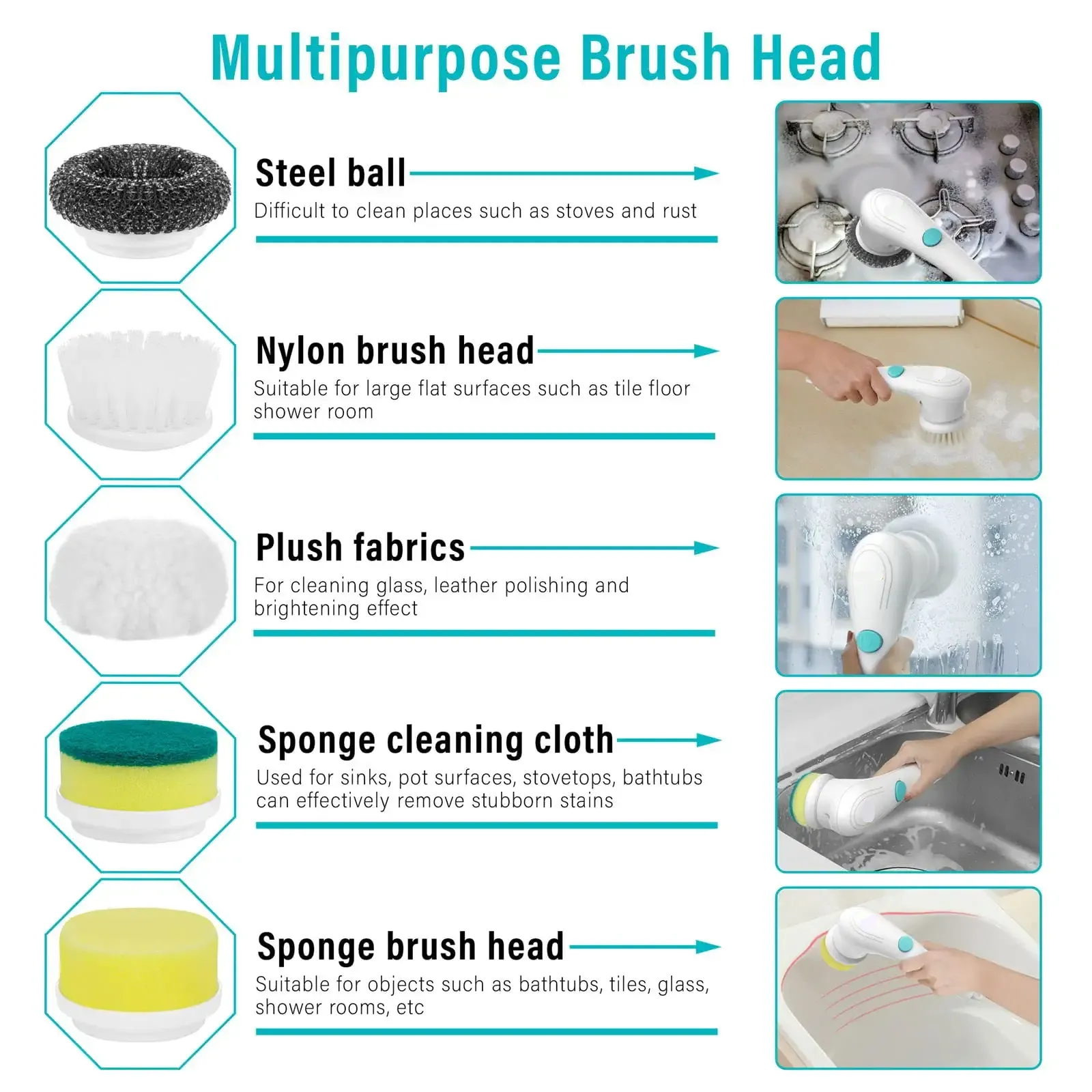 Multifunctional Electric Handheld Kitchen Household Dishwashing Brush Handheld Scrubber