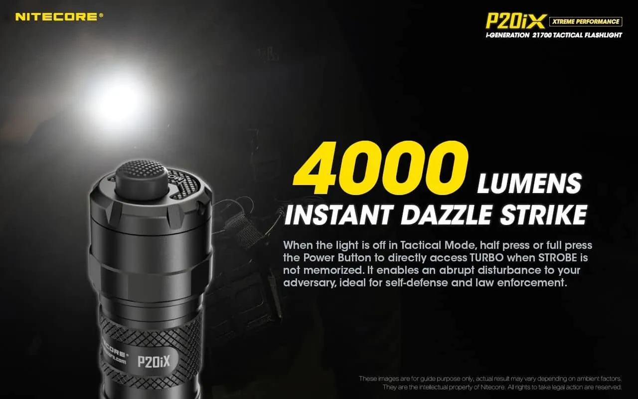 Nitecore P20iX compact 4000 lumen 221m USB-C rechargeable tactical floodlight