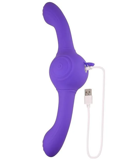 Our Gyro Vibe Rechargeable Silicone Dual End Vibrator - Purple