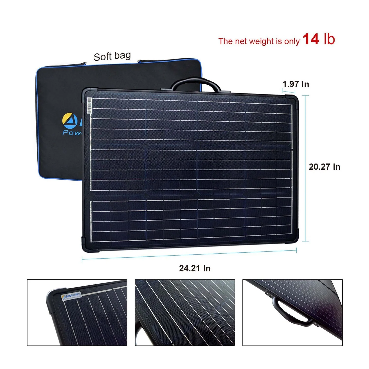 PLK 120W Portable Solar Panel Kit Lightweight Briefcase with 20A Charge Controller