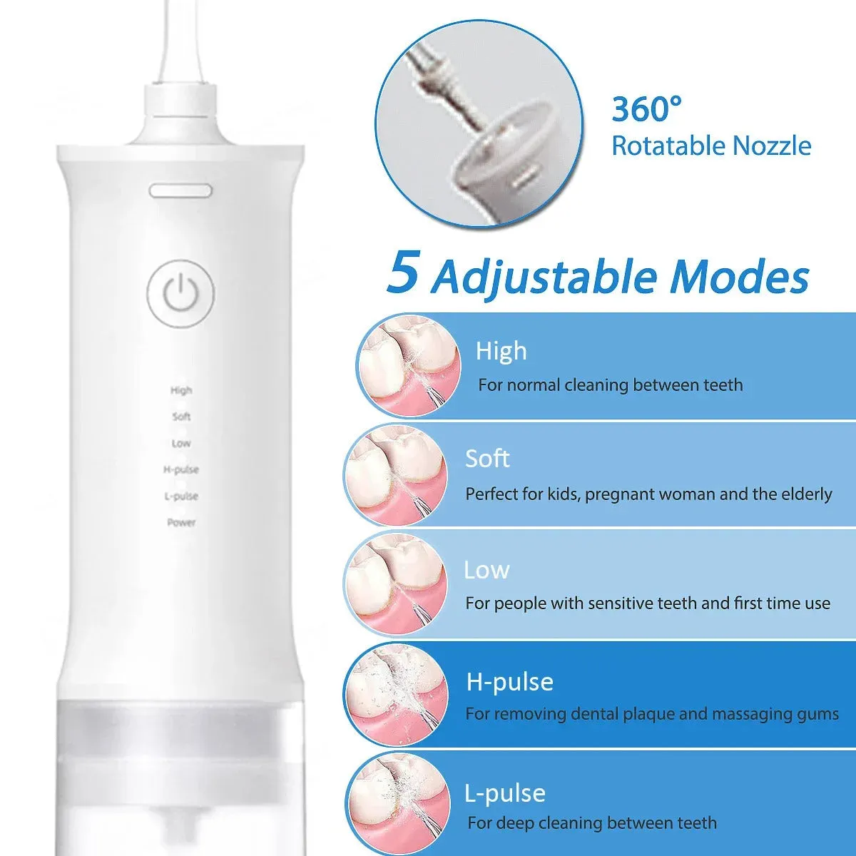 Portable Oral Irrigator for Teeth with 4 Nozzle