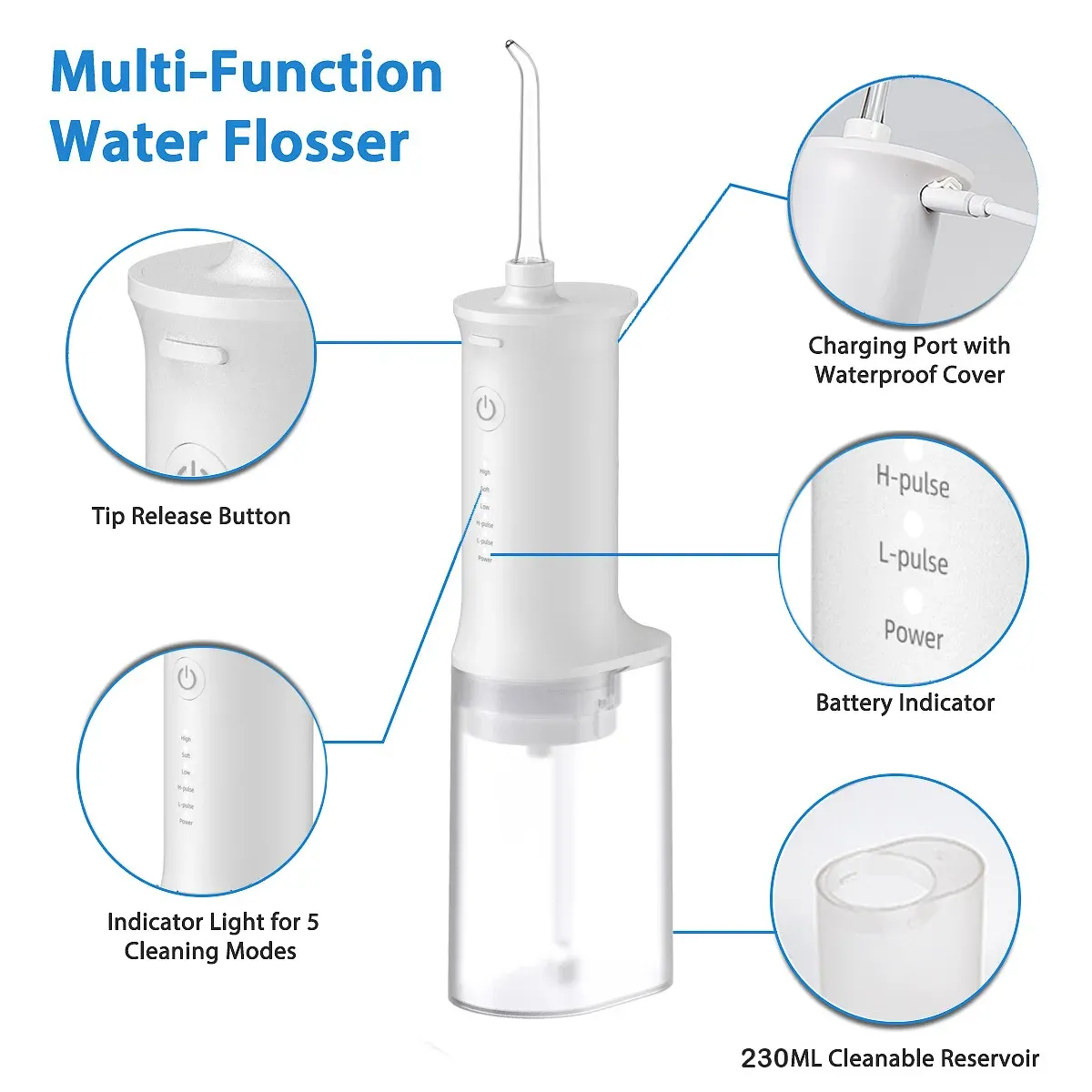 Portable Oral Irrigator for Teeth with 4 Nozzle