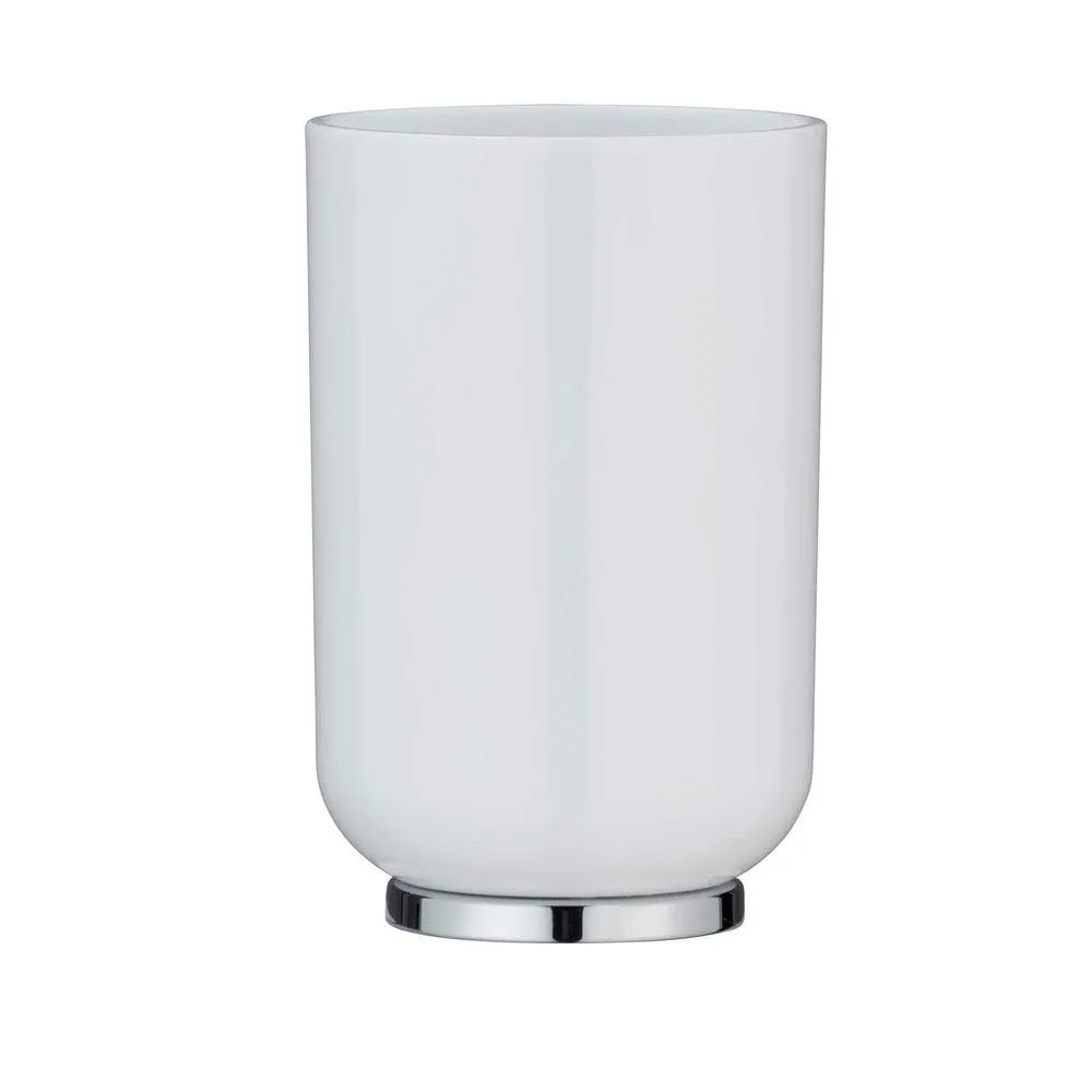 Posa Toothbrush Tumbler White & Chrome