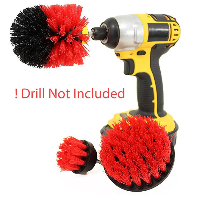 Power Drill Scrubber Cleaning Brush -3pc / for Bathroom Surfaces Tub Shower Tile Grout Etc