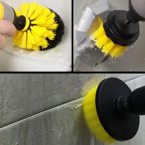 Power Drill Scrubber Cleaning Brush -3pc / for Bathroom Surfaces Tub Shower Tile Grout Etc