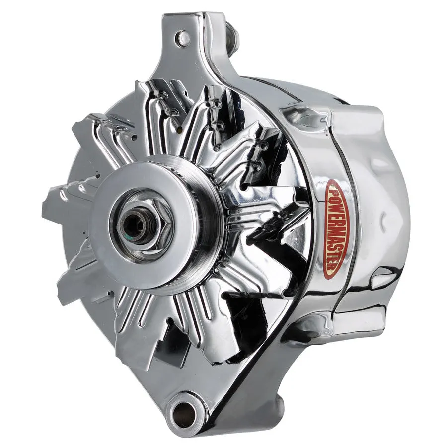 Powermaster Smooth Look Upgrade Alternator - 100 amps - 12V - 1-Wire - Single V-Belt Pulley - Aluminum Case - Chrome - Ford