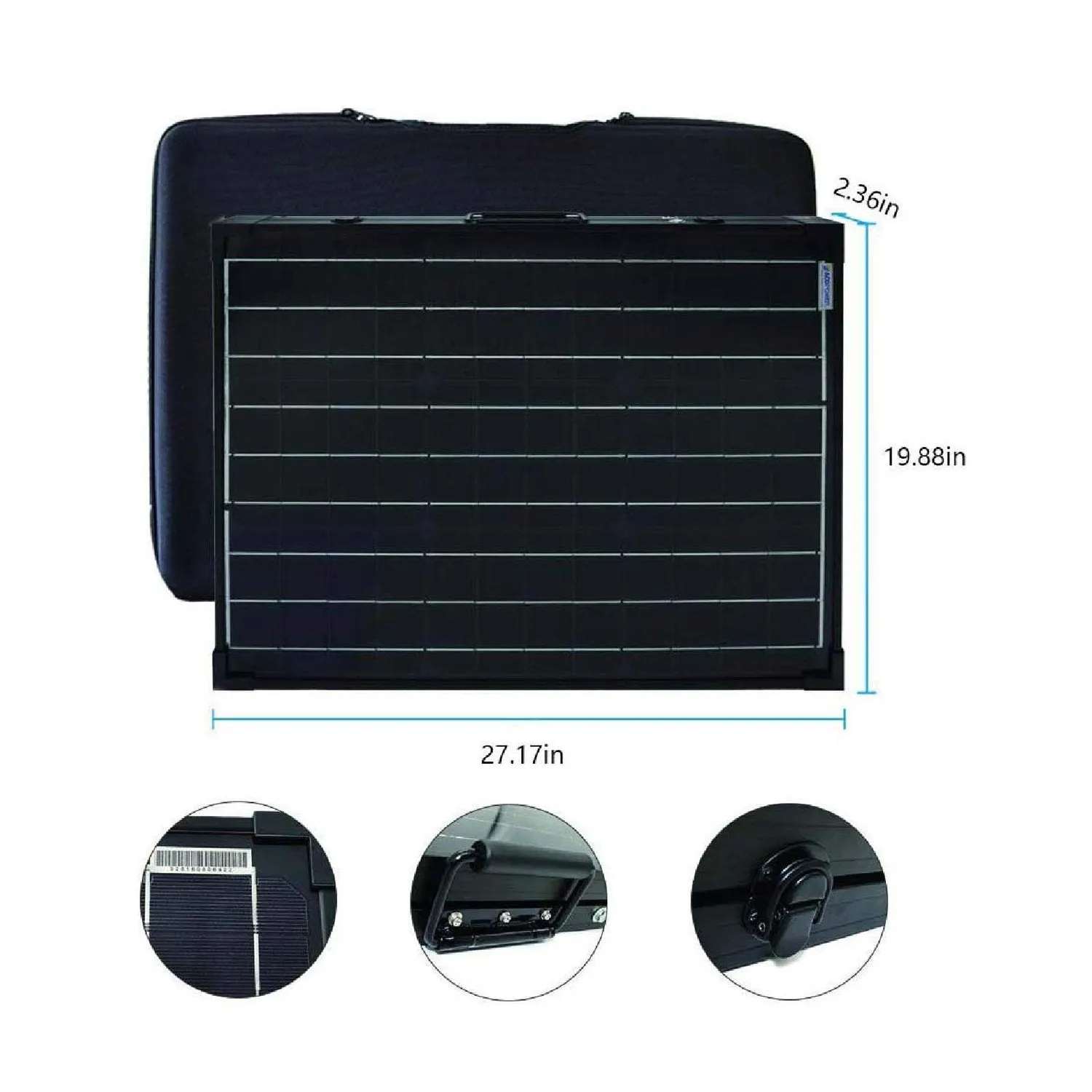 PTK100W Portable Solar Panel kit, Foldable 2X 50w Mono Suitcase, proteusX 20A Charge Controller