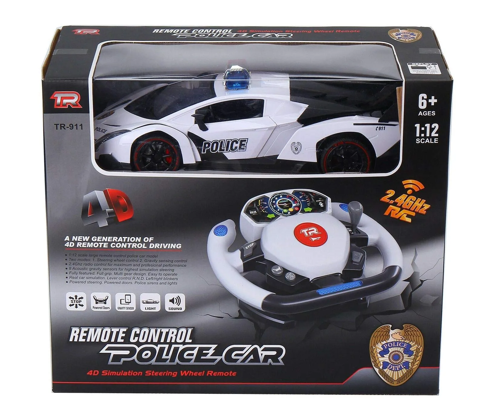 Remote Control Police Car, 4D Motion Gravity And Steering Wheel Control, 1:12 Scale