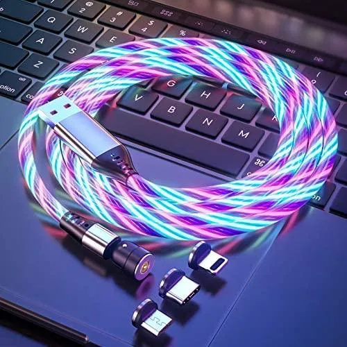 Rotate Light USB Type C Magnetic Data Cable For Mobile Phone Charger