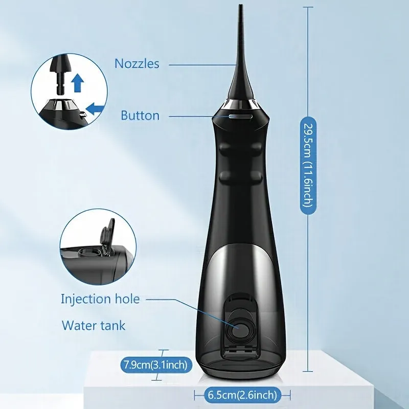 Sejoy Cordless Water Flosser - DIY Flossing Pressure Oral Irrigator For Teeth, 230ml Large Water Tank, 8 Dental Tips, 5 Clean Mode, USB Rechargeable