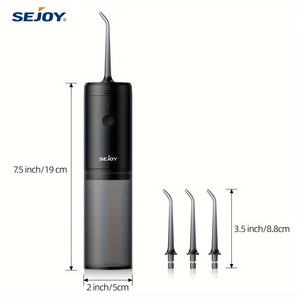 Sejoy Water dental flosser, Strong cleaning, fast charging, Rechargeable Cordless, 140ml, 3modes, essential for family travel