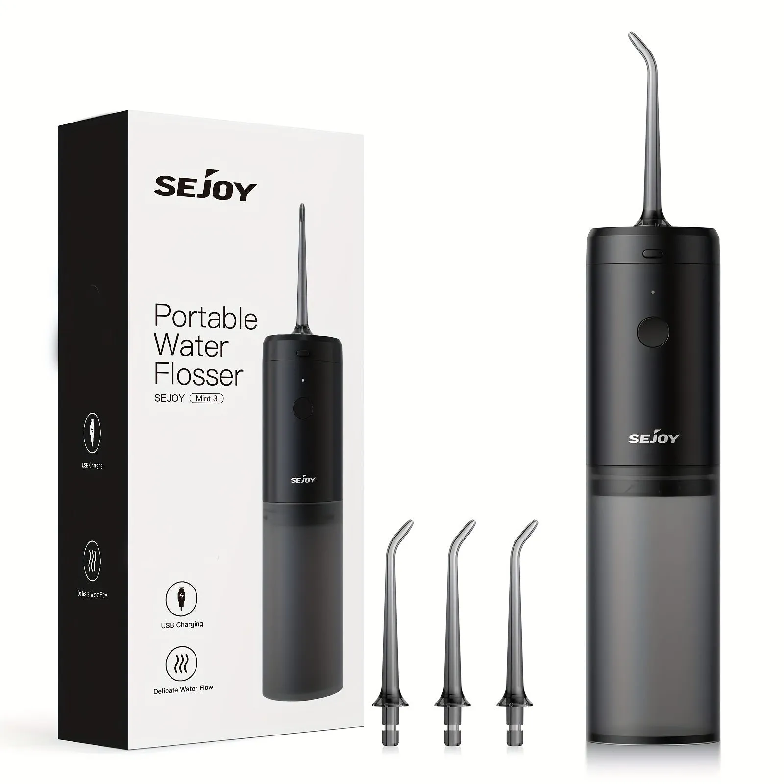 Sejoy Water dental flosser, Strong cleaning, fast charging, Rechargeable Cordless, 140ml, 3modes, essential for family travel