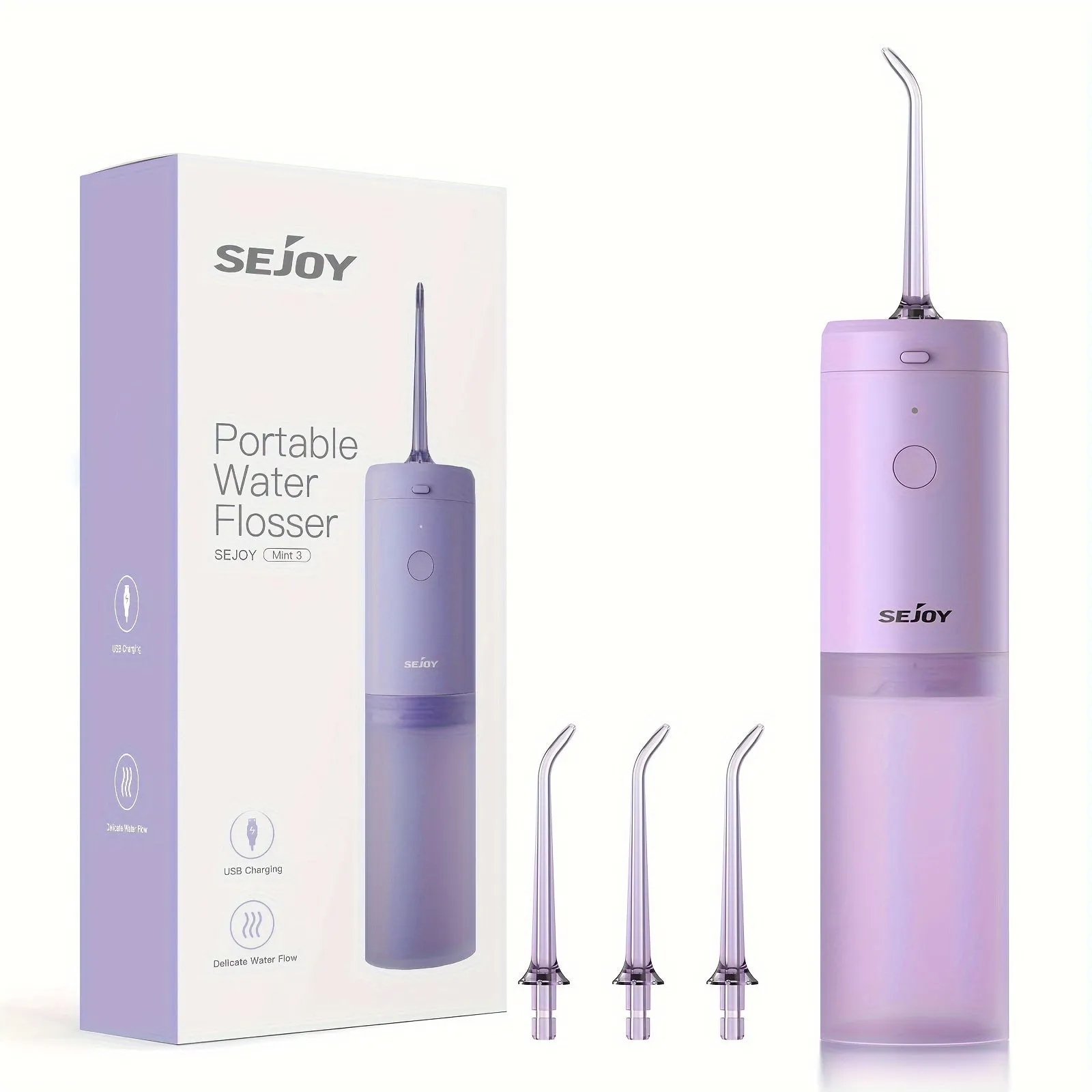 Sejoy Water dental flosser, Strong cleaning, fast charging, Rechargeable Cordless, 140ml, 3modes, essential for family travel