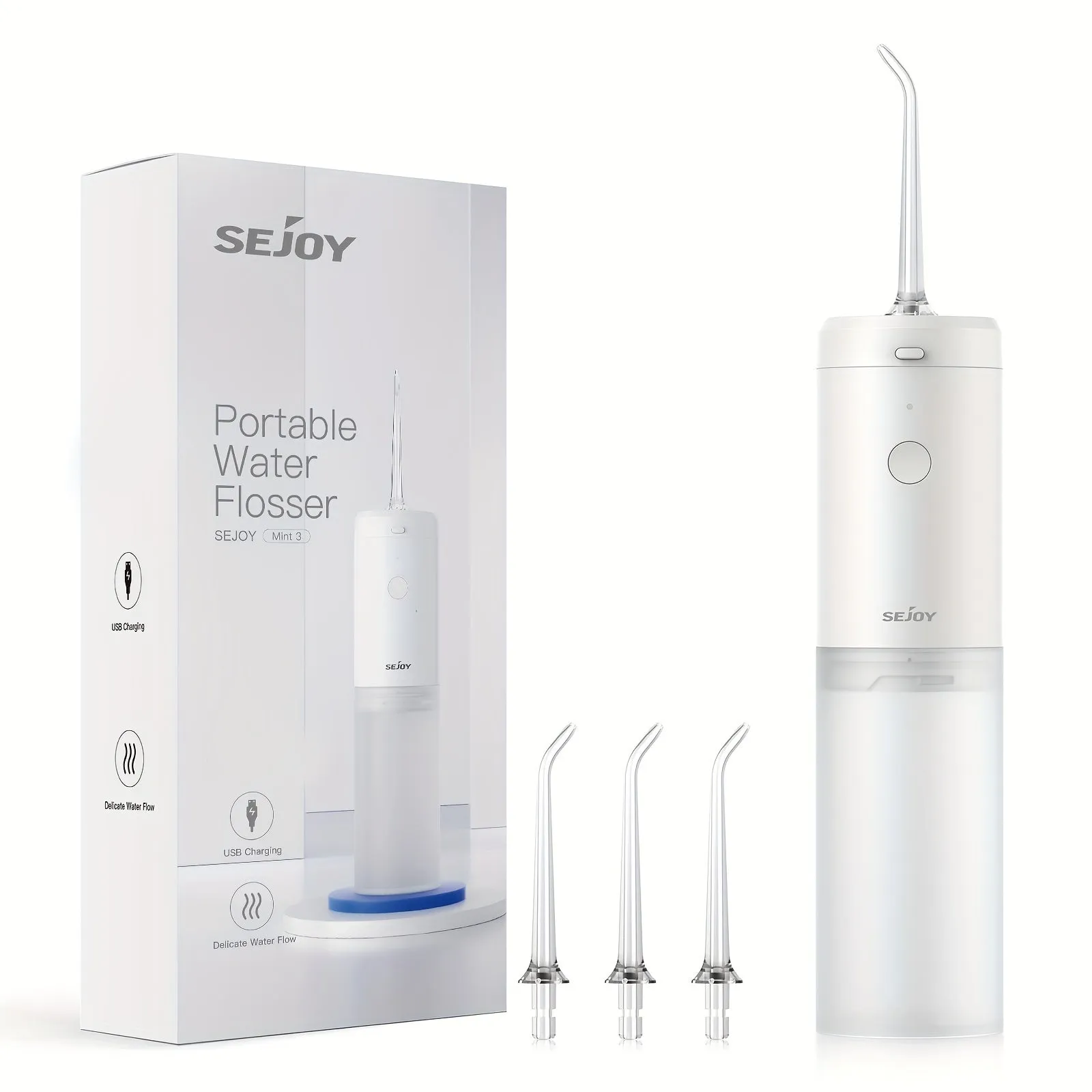 Sejoy Water dental flosser, Strong cleaning, fast charging, Rechargeable Cordless, 140ml, 3modes, essential for family travel