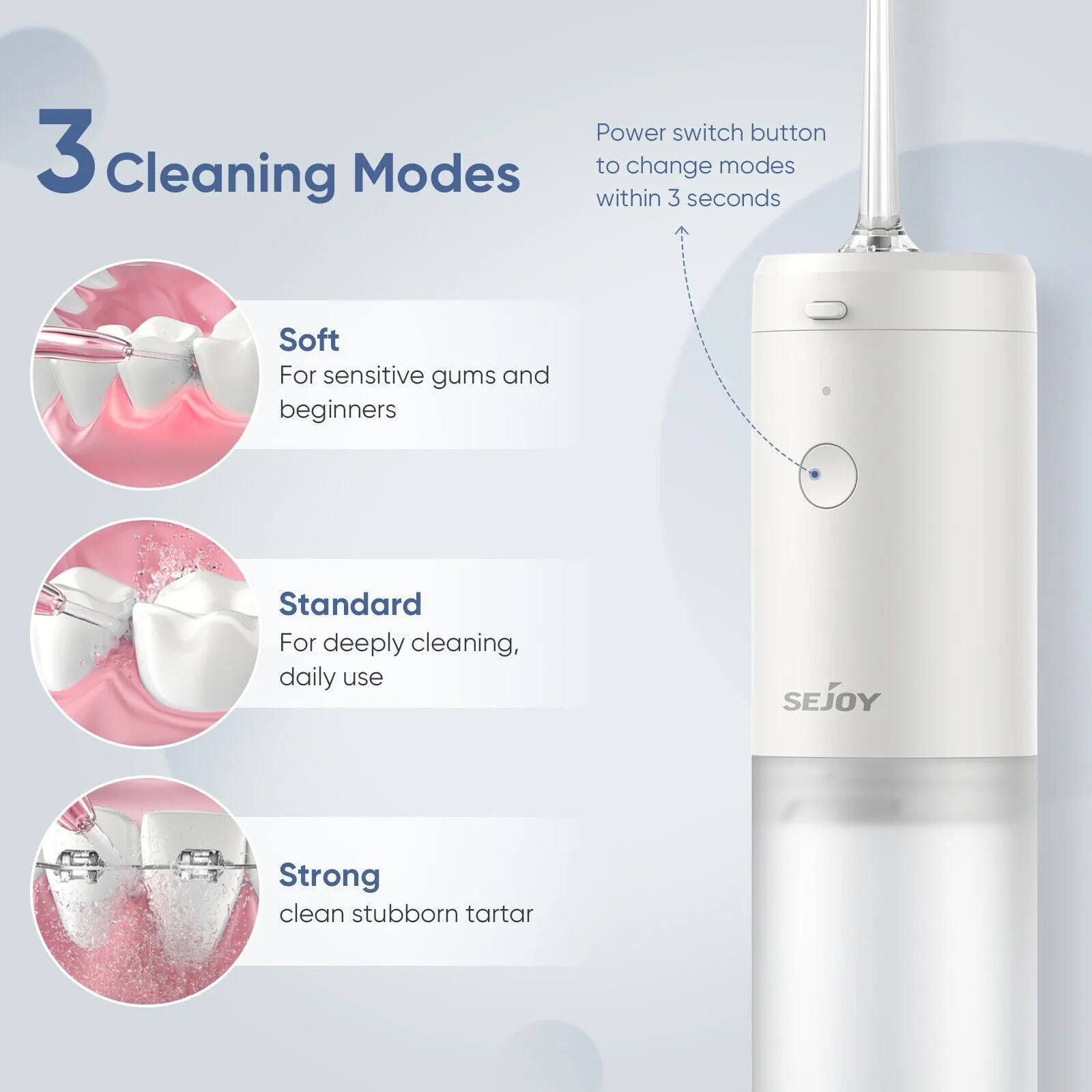 SEJOY Water Flosser Dental Oral Irrigator Portable Rechargeable Teeth Cleaner