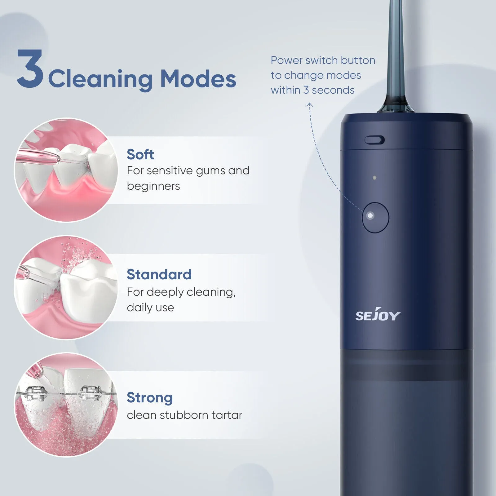 SEJOY Water Flosser Dental Oral Irrigator Portable Rechargeable Teeth Cleaner