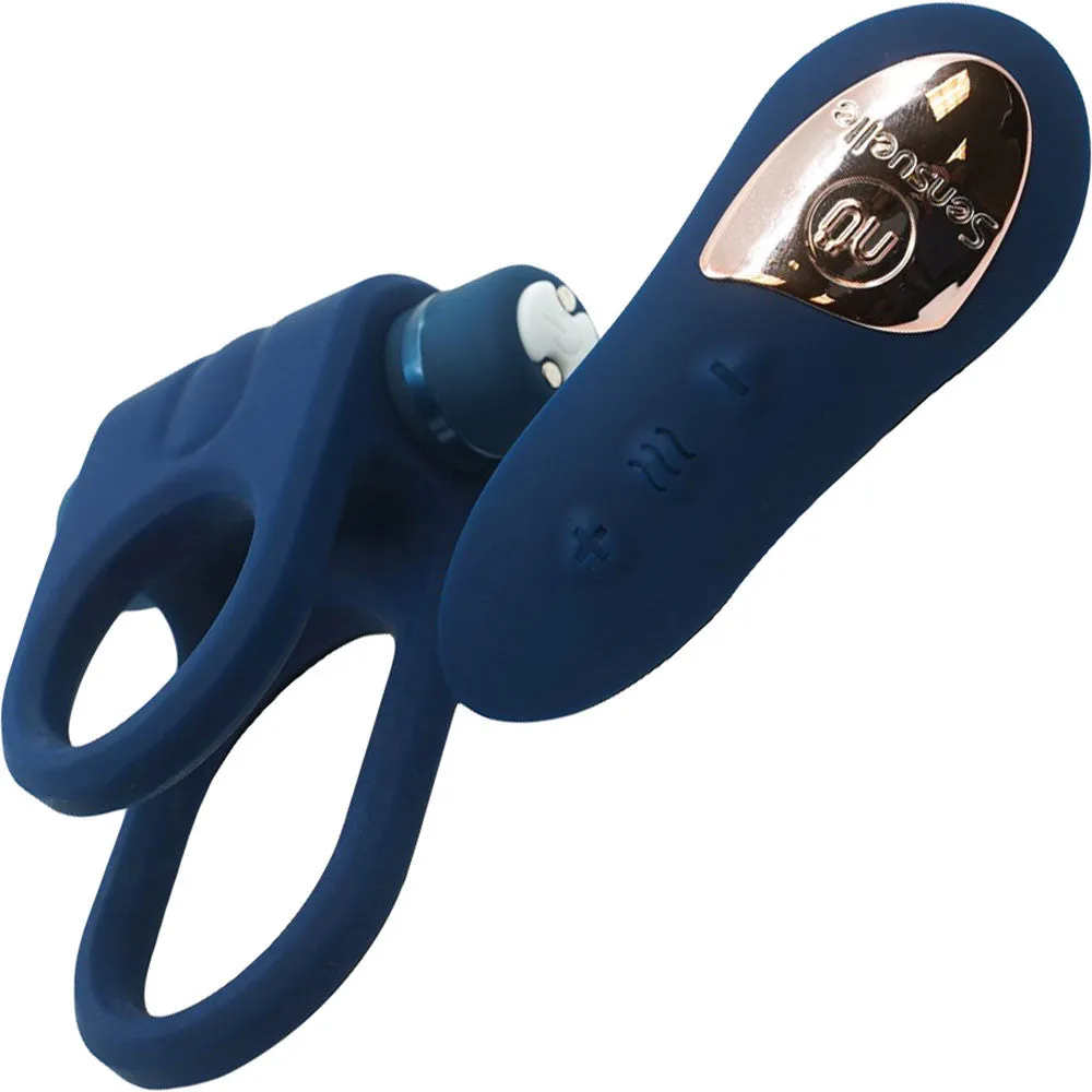 Silicone Remote Control Waterproof Rechargeable Bullet Cock Ring XLR8 By Nu Sensuelle - Blue