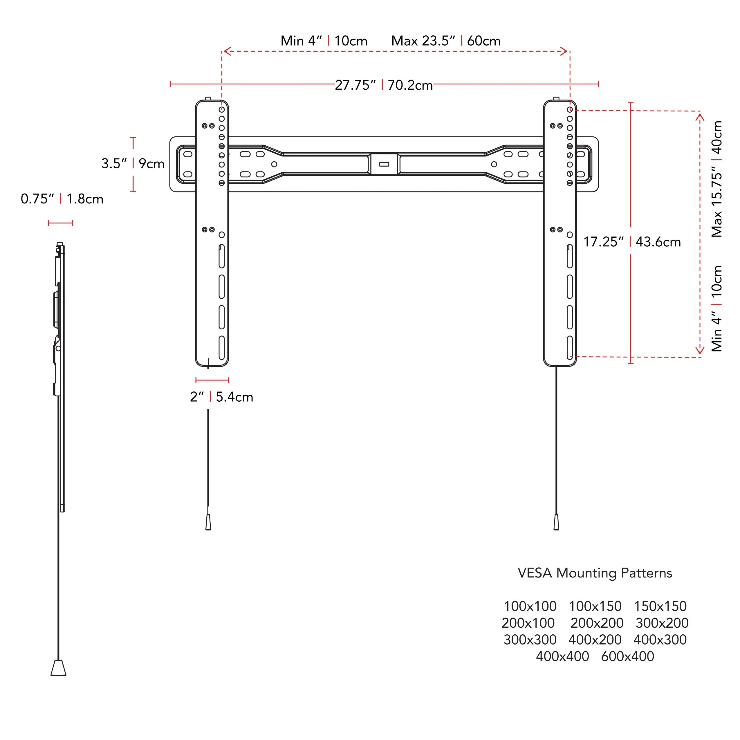 Slim TV Wall Mount for 37" - 70" TVs