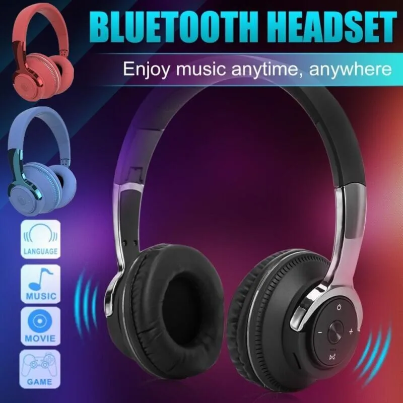 SMAXPro™ Over-Ear Bluetooth Headphones w/ Mic: LED Lights, Noise Cancelling, Stereo Bass, Foldable Wireless