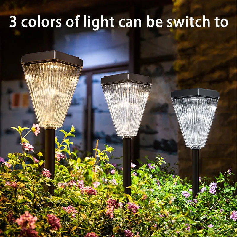 Solar Light Outdoor Waterproof LED 3 Colors Lights Set up on Ground or Stigma 10 Hrs Long-Lasting