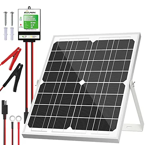 SOLPERK Solar Panel Kit 20W 12V, Solar Battery Trickle Charger Maintainer   Upgrade Controller   Adjustable Mount Bracket for Boat Car RV Motorcycle Marine Automotive