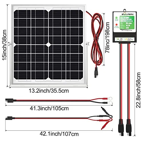 SOLPERK Solar Panel Kit 20W 12V, Solar Battery Trickle Charger Maintainer   Upgrade Controller   Adjustable Mount Bracket for Boat Car RV Motorcycle Marine Automotive