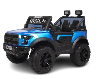 SRECAP Battery Operated 4x4 Big Size Jeep 12V Battery Jeep Battery Operated Ride On - Blue