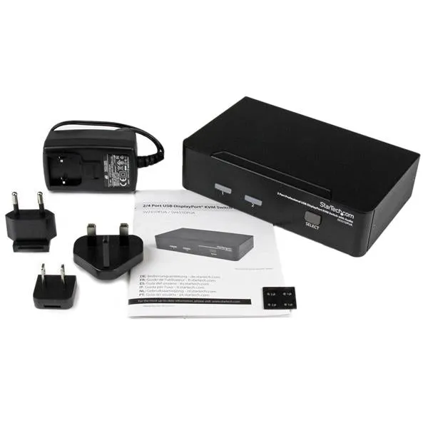 Startech.Com 2 Port Displayport Kvm Switch - 2560X1600 @60Hz - Dual Port Dp Usb, Keyboard, Video, Mouse Switch Box W/ Au