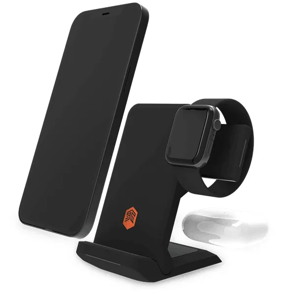 STM ChargeTree Go 3-in-1 Wireless Charging Stand iphone, AirPods, & Apple Watch with AU 20W Wall Plug Black