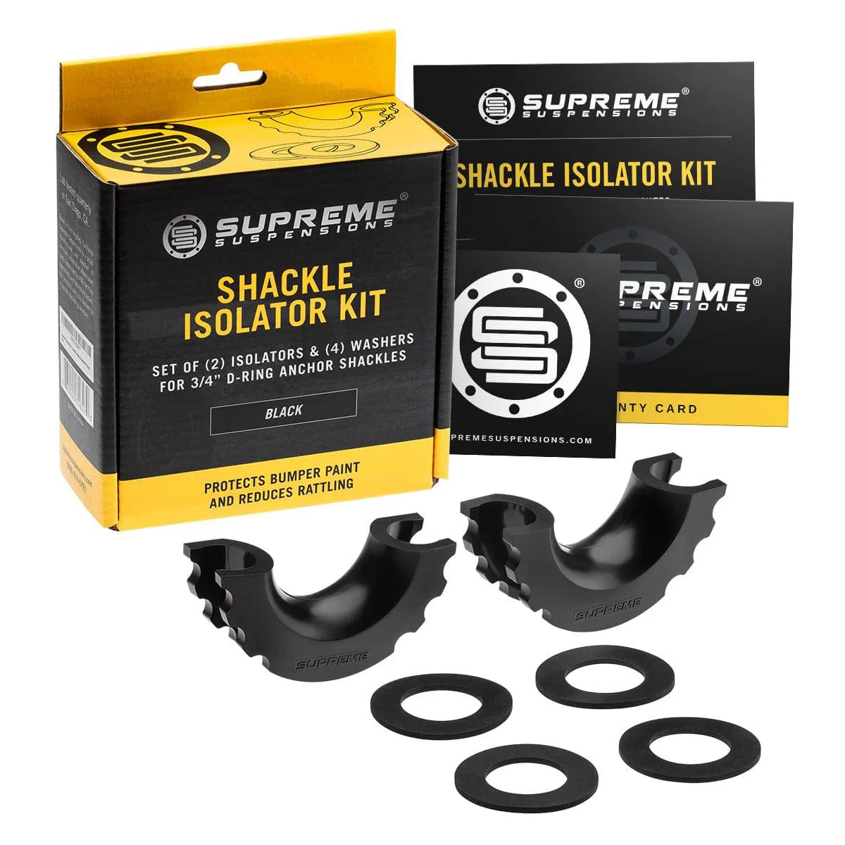 Supreme Suspensions Universal Shackle Isolator Kit - Black | (UNVREVYG02BK)