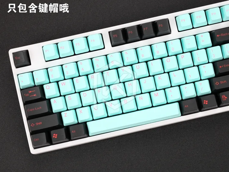 taihao pbt double shot keycaps for diy gaming mechanical keyboard color of miami diablo black orange cyan rainbow light grey