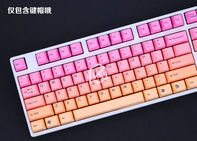 taihao pbt double shot keycaps for diy gaming mechanical keyboard color of miami diablo black orange cyan rainbow light grey