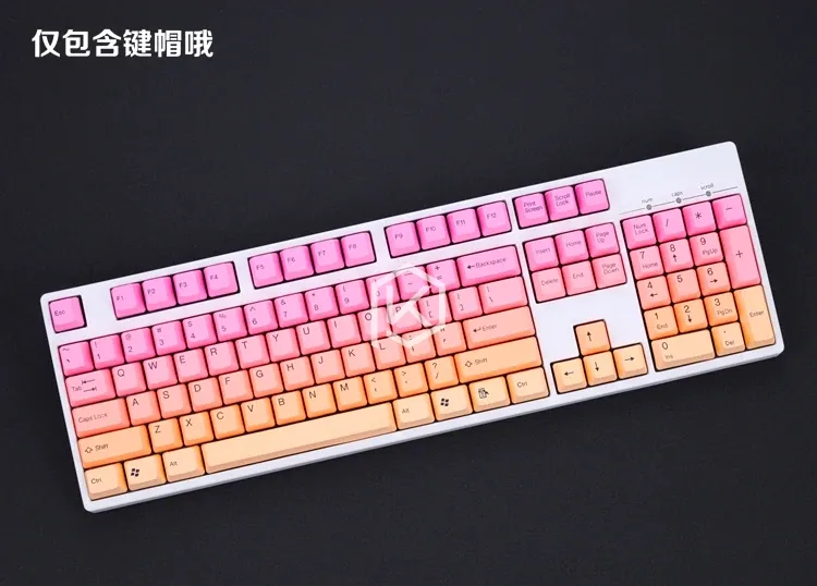 taihao pbt double shot keycaps for diy gaming mechanical keyboard color of miami diablo black orange cyan rainbow light grey