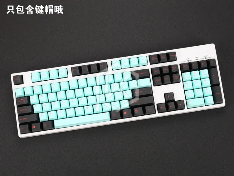 taihao pbt double shot keycaps for diy gaming mechanical keyboard color of miami diablo black orange cyan rainbow light grey