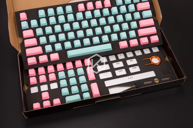 taihao pbt double shot keycaps for diy gaming mechanical keyboard color of miami diablo black orange cyan rainbow light grey