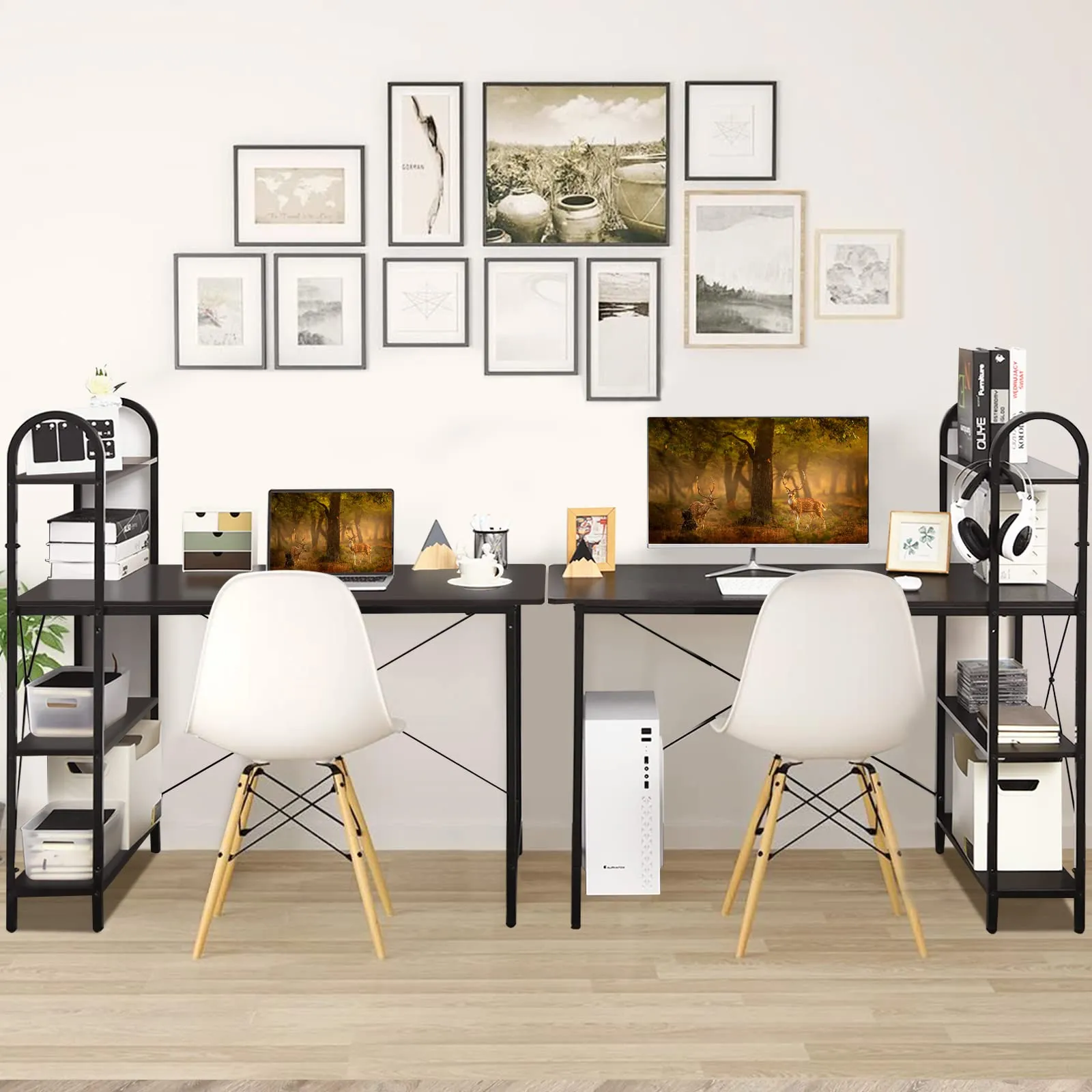 Tangkula 48 Inch Computer Desk with 4-Tier Storage Shelves