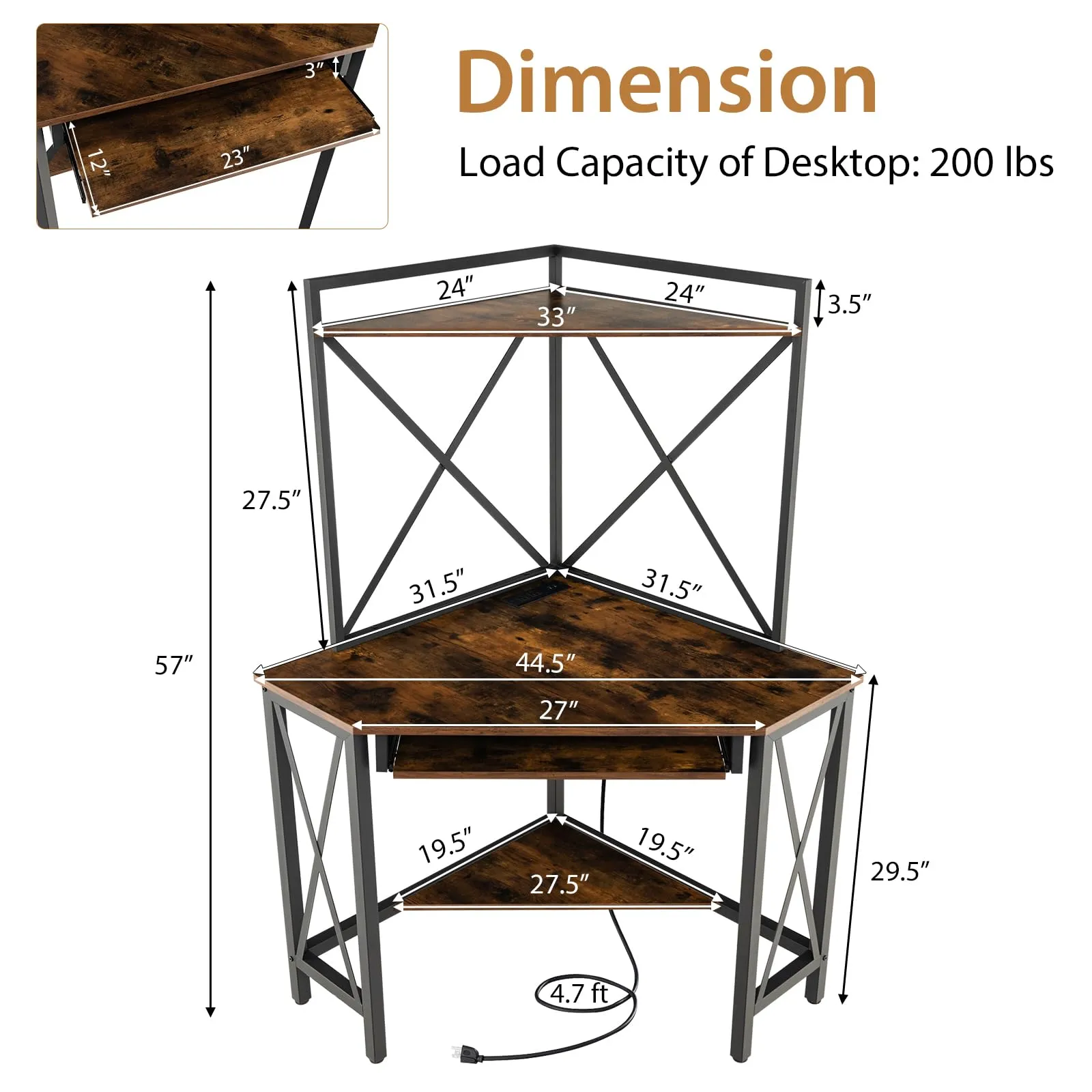 Tangkula Corner Desk with Hutch