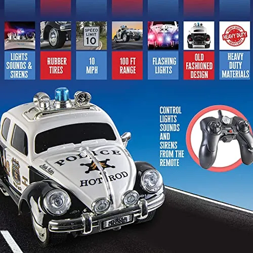 Top Race Remote Control Police Car, with Lights and Sirens | RC Police Car for Kids | Easy