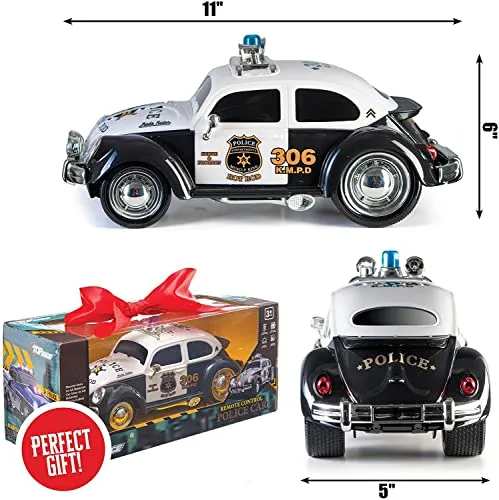 Top Race Remote Control Police Car, with Lights and Sirens | RC Police Car for Kids | Easy