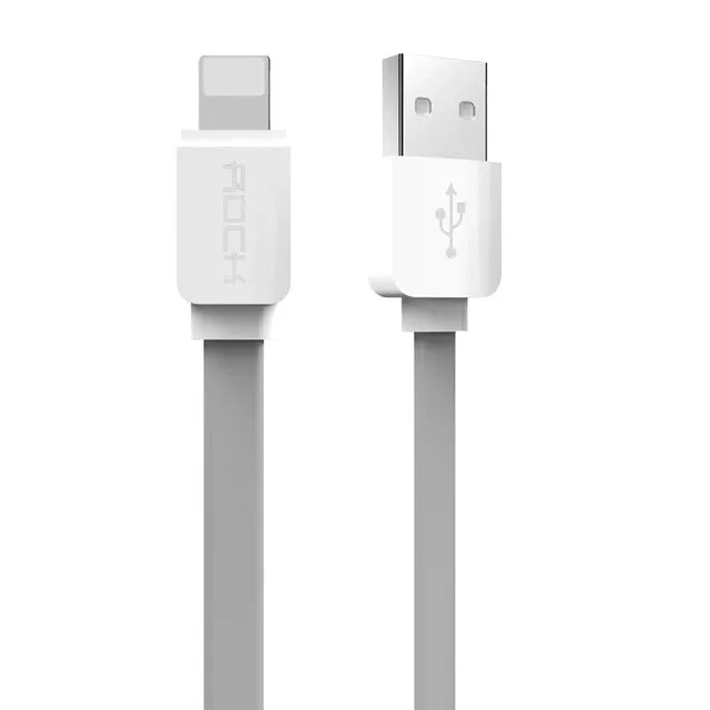 USB Cable for iPhone 7 6 6s SE 5s, ROCK Original Data Sync Flat USB Cable for iPad mini/air/pro for iPhone charger